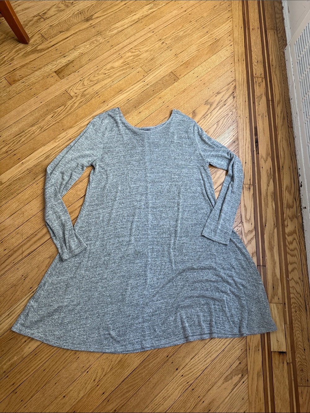 Gap Gray Marled Knit Long Sleeve Swing Dress Size Large
